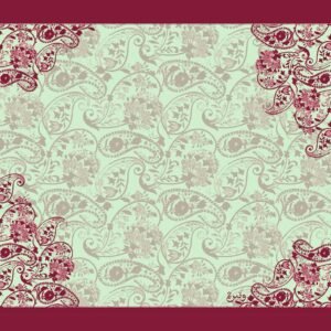 الأخضر الفاتح مع  الزهور الوردية