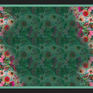 الاخضر مع الزهور الملونة بألوان حيوية