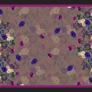 البني مع الزهور البنفسجية والصفراء