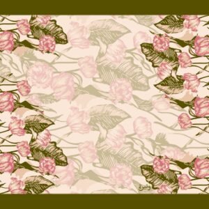 البيج مع تفاصيل من الزهور الوردية