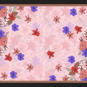 الوردي مع تفاصيل من الزهور الحمراء